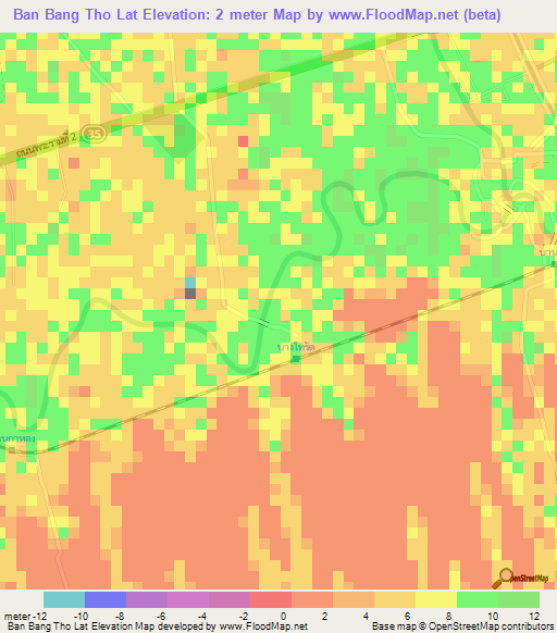Ban Bang Tho Lat,Thailand Elevation Map