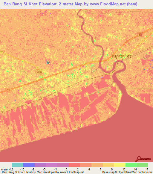 Ban Bang Si Khot,Thailand Elevation Map