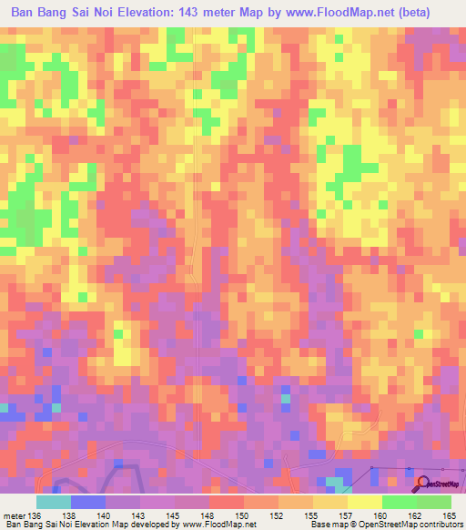 Ban Bang Sai Noi,Thailand Elevation Map