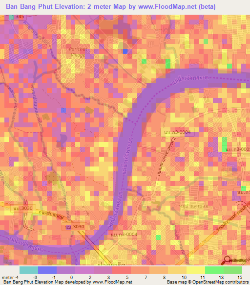 Ban Bang Phut,Thailand Elevation Map