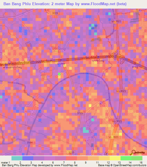Ban Bang Phlu,Thailand Elevation Map