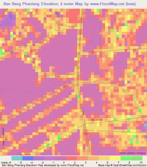 Ban Bang Phaniang,Thailand Elevation Map