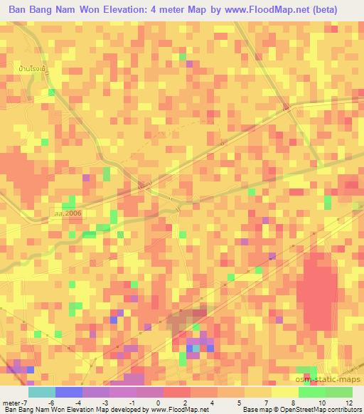 Ban Bang Nam Won,Thailand Elevation Map