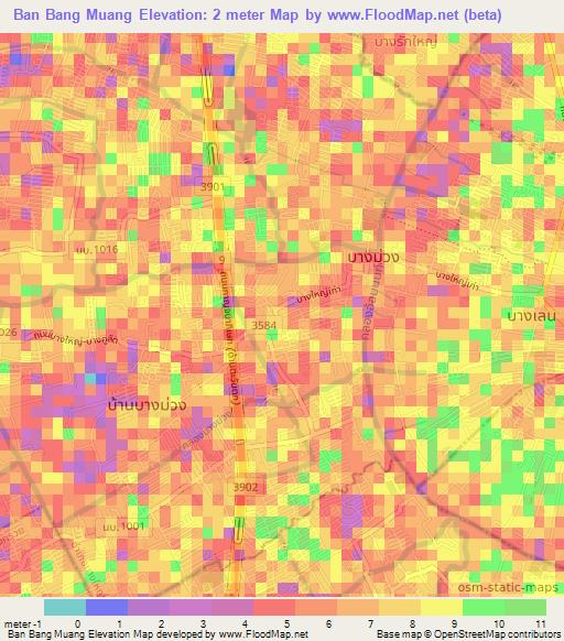 Ban Bang Muang,Thailand Elevation Map