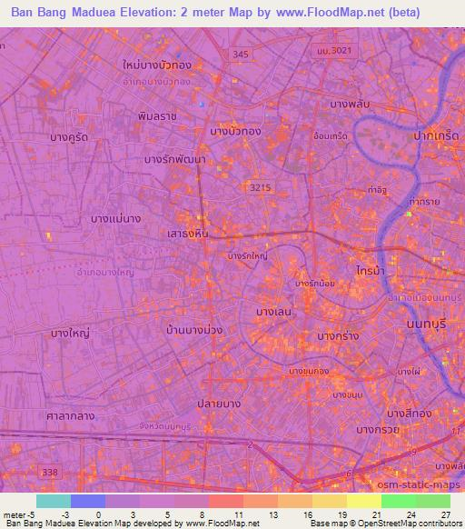 Ban Bang Maduea,Thailand Elevation Map