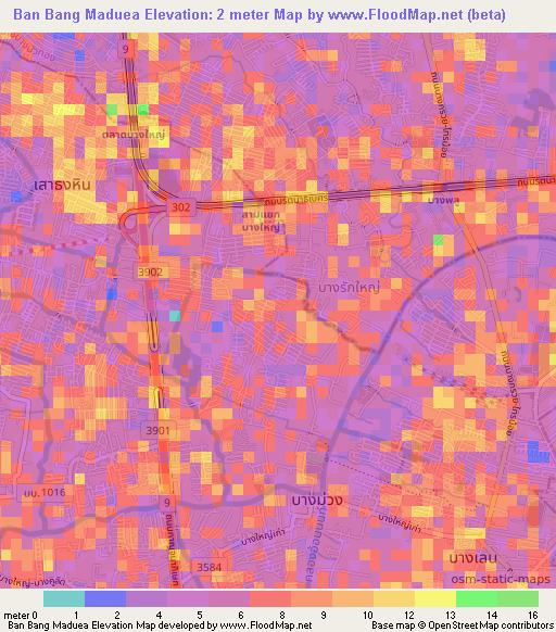 Ban Bang Maduea,Thailand Elevation Map