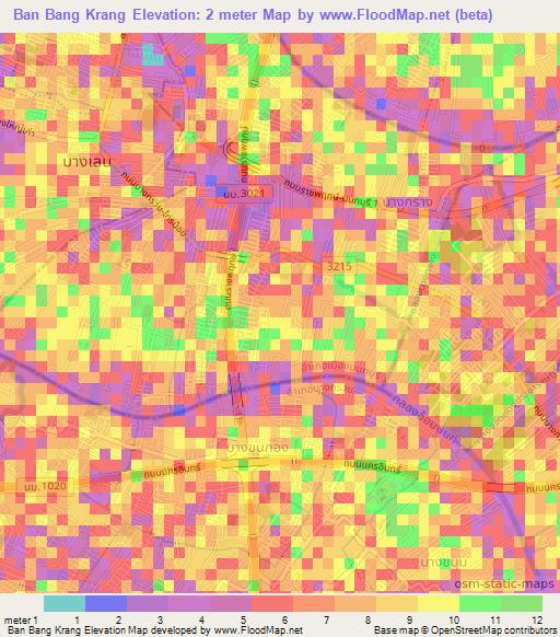 Ban Bang Krang,Thailand Elevation Map