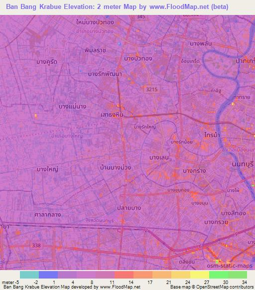 Ban Bang Krabue,Thailand Elevation Map