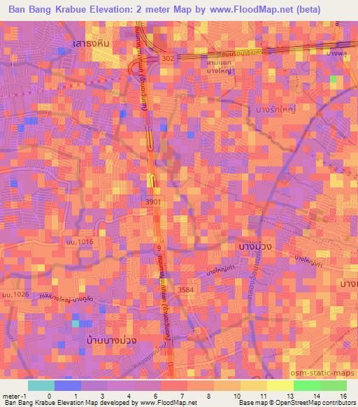 Ban Bang Krabue,Thailand Elevation Map