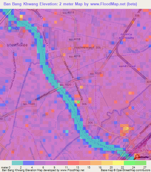 Ban Bang Khwang,Thailand Elevation Map