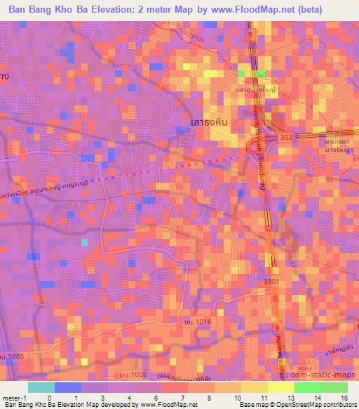 Ban Bang Kho Ba,Thailand Elevation Map