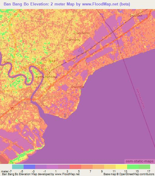 Ban Bang Bo,Thailand Elevation Map