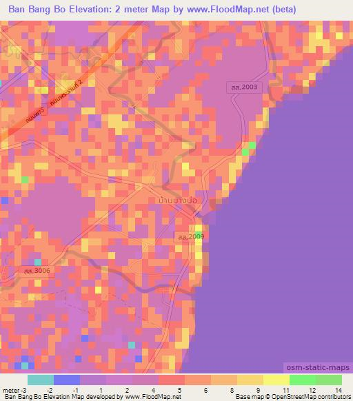 Ban Bang Bo,Thailand Elevation Map