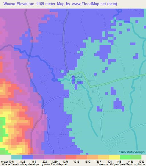 Wuasa,Indonesia Elevation Map