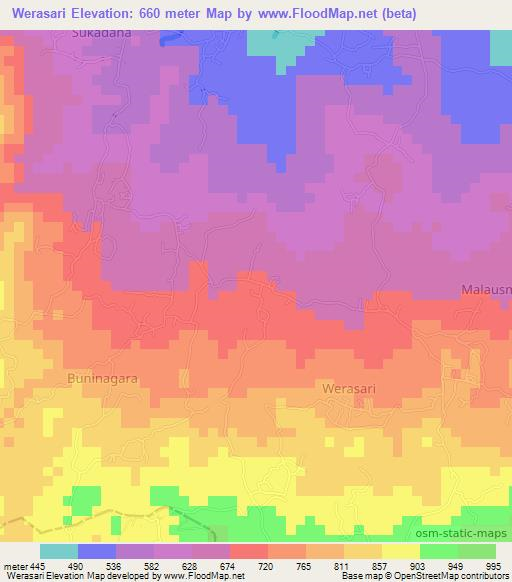 Werasari,Indonesia Elevation Map