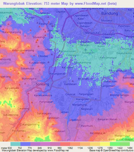 Warunglobak,Indonesia Elevation Map