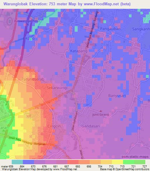 Warunglobak,Indonesia Elevation Map