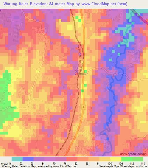 Warung Kaler,Indonesia Elevation Map