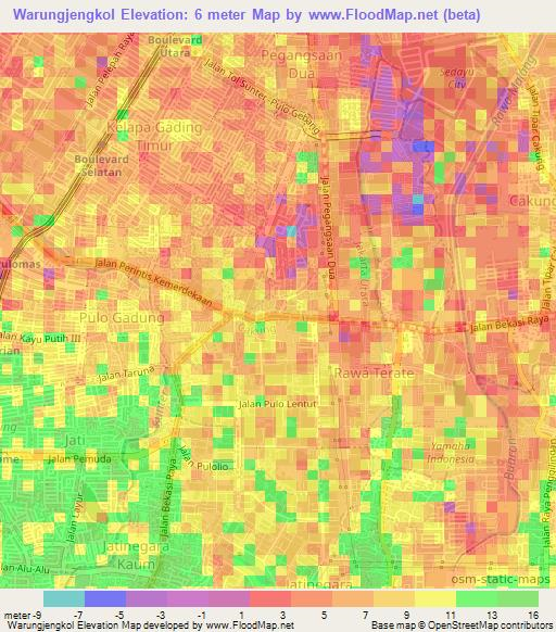Warungjengkol,Indonesia Elevation Map