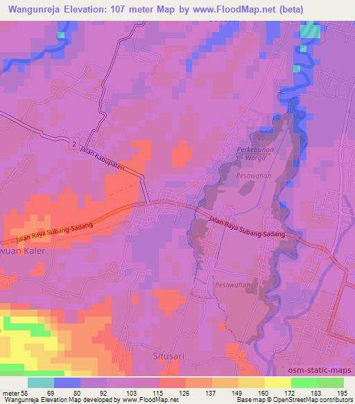 Wangunreja,Indonesia Elevation Map