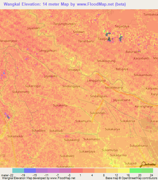 Wangkal,Indonesia Elevation Map