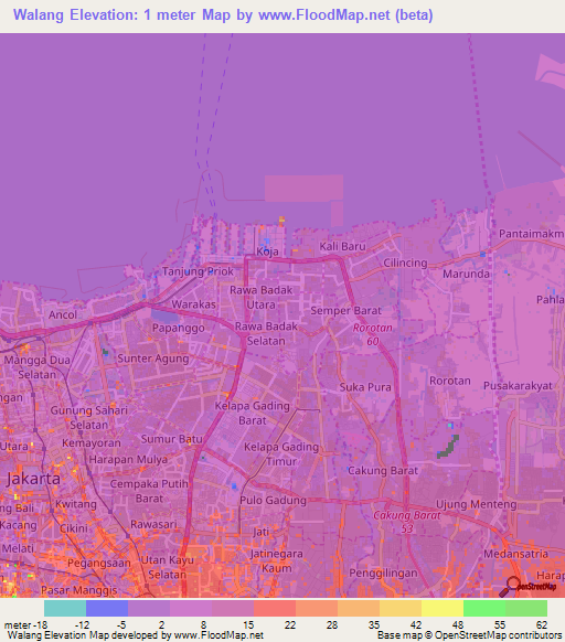 Walang,Indonesia Elevation Map