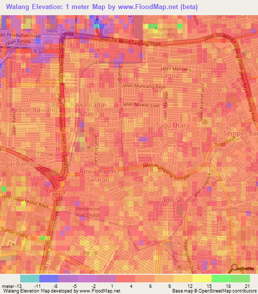 Walang,Indonesia Elevation Map