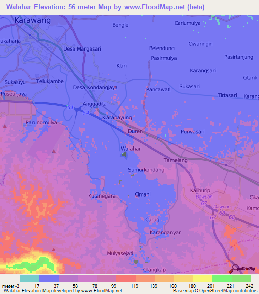 Walahar,Indonesia Elevation Map