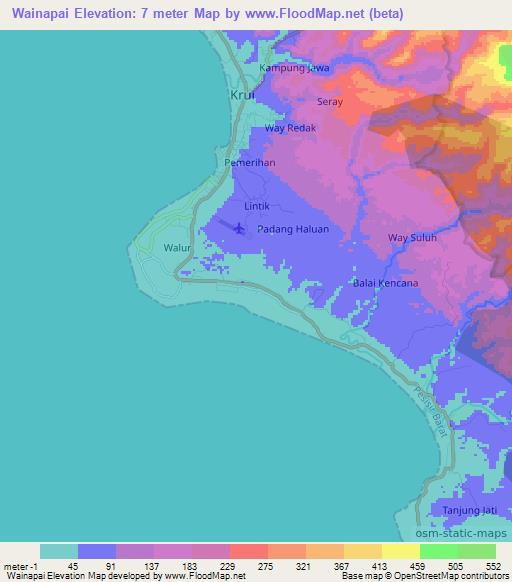 Wainapai,Indonesia Elevation Map