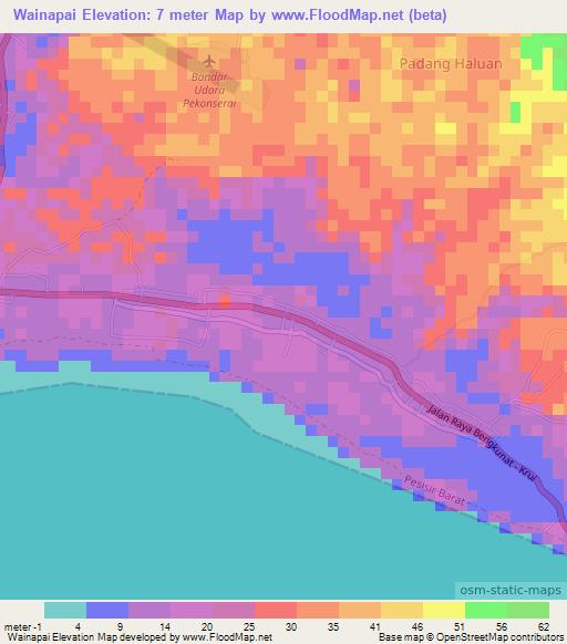 Wainapai,Indonesia Elevation Map
