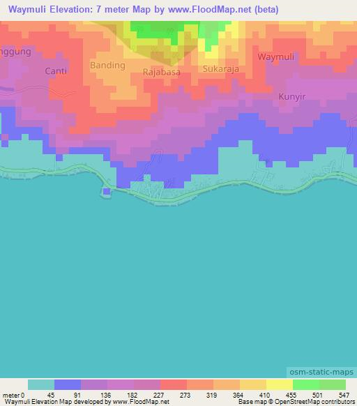 Waymuli,Indonesia Elevation Map