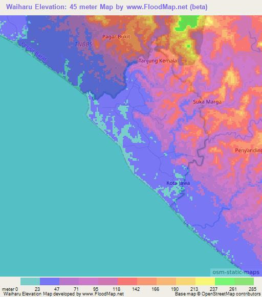 Waiharu,Indonesia Elevation Map
