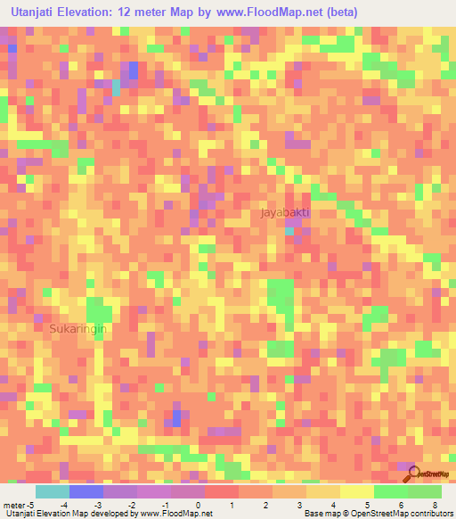 Utanjati,Indonesia Elevation Map