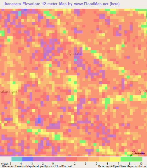 Utanasem,Indonesia Elevation Map