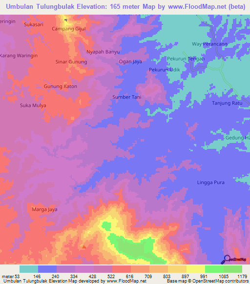Umbulan Tulungbulak,Indonesia Elevation Map