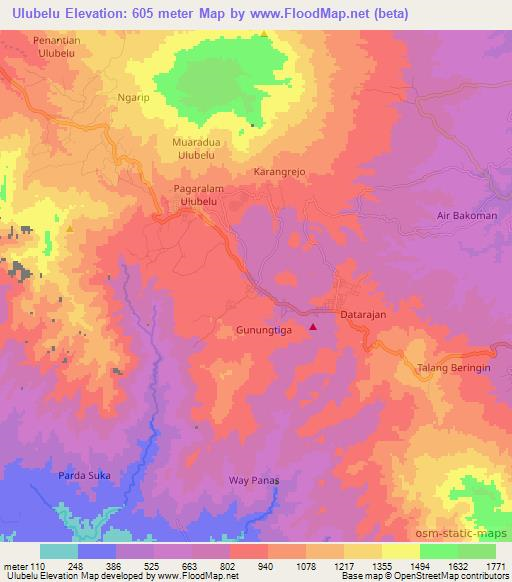 Ulubelu,Indonesia Elevation Map