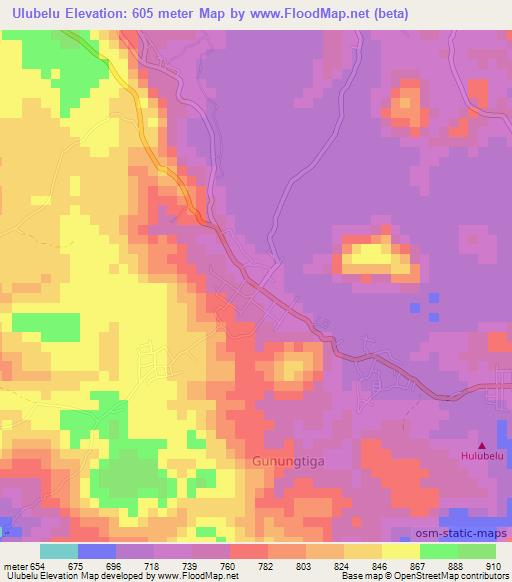 Ulubelu,Indonesia Elevation Map
