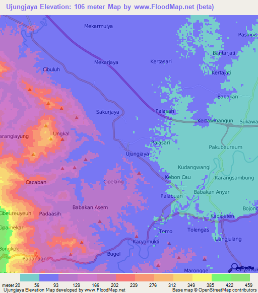 Ujungjaya,Indonesia Elevation Map