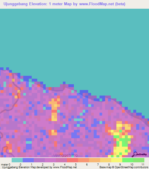 Ujunggebang,Indonesia Elevation Map