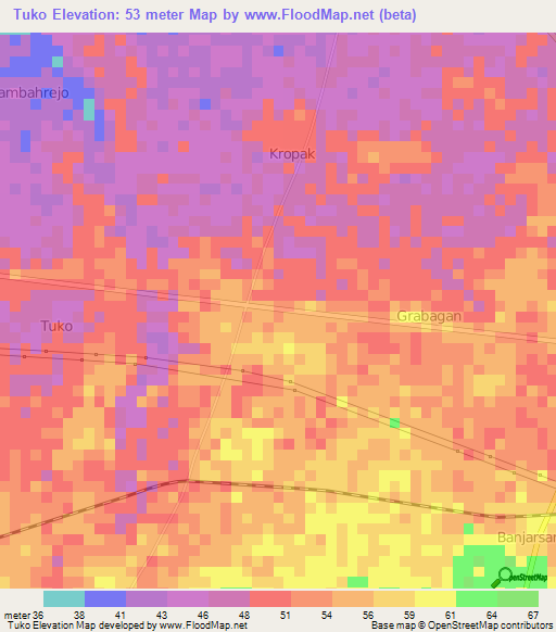 Tuko,Indonesia Elevation Map
