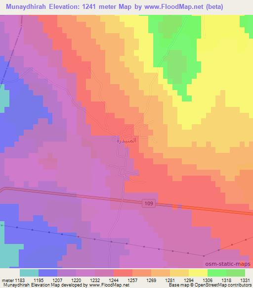 Munaydhirah,Syria Elevation Map