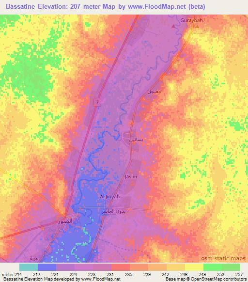 Bassatine,Syria Elevation Map
