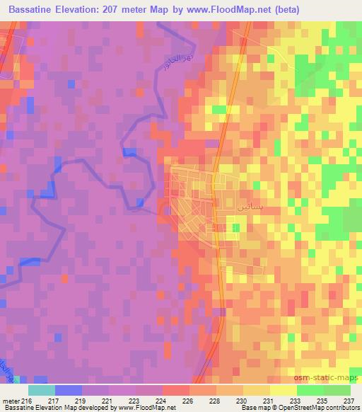 Bassatine,Syria Elevation Map