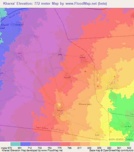 Kharsa',Syria Elevation Map