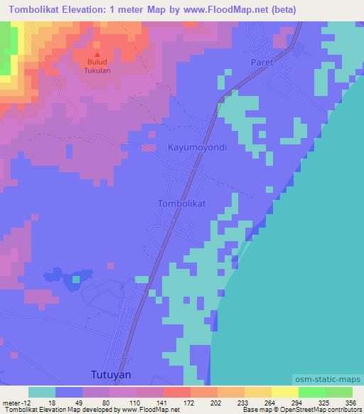 Tombolikat,Indonesia Elevation Map