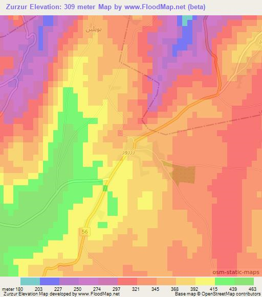 Zurzur,Syria Elevation Map
