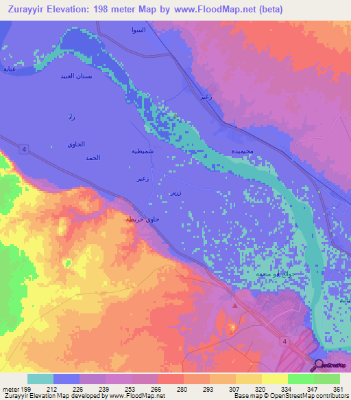 Zurayyir,Syria Elevation Map