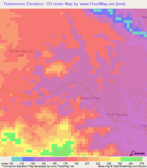 Tiuhmemon,Indonesia Elevation Map