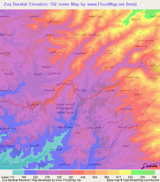 Zuq Barakat,Syria Elevation Map