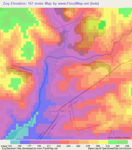 Zuq,Syria Elevation Map
